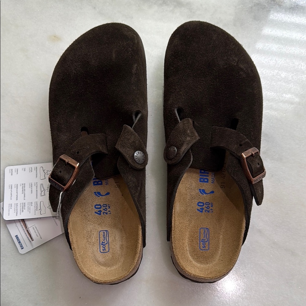 Brown Suede Birkenstock Clogs